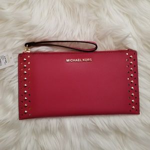 SALE Michael Kors Jet Pink Studs Clutch Wristlet